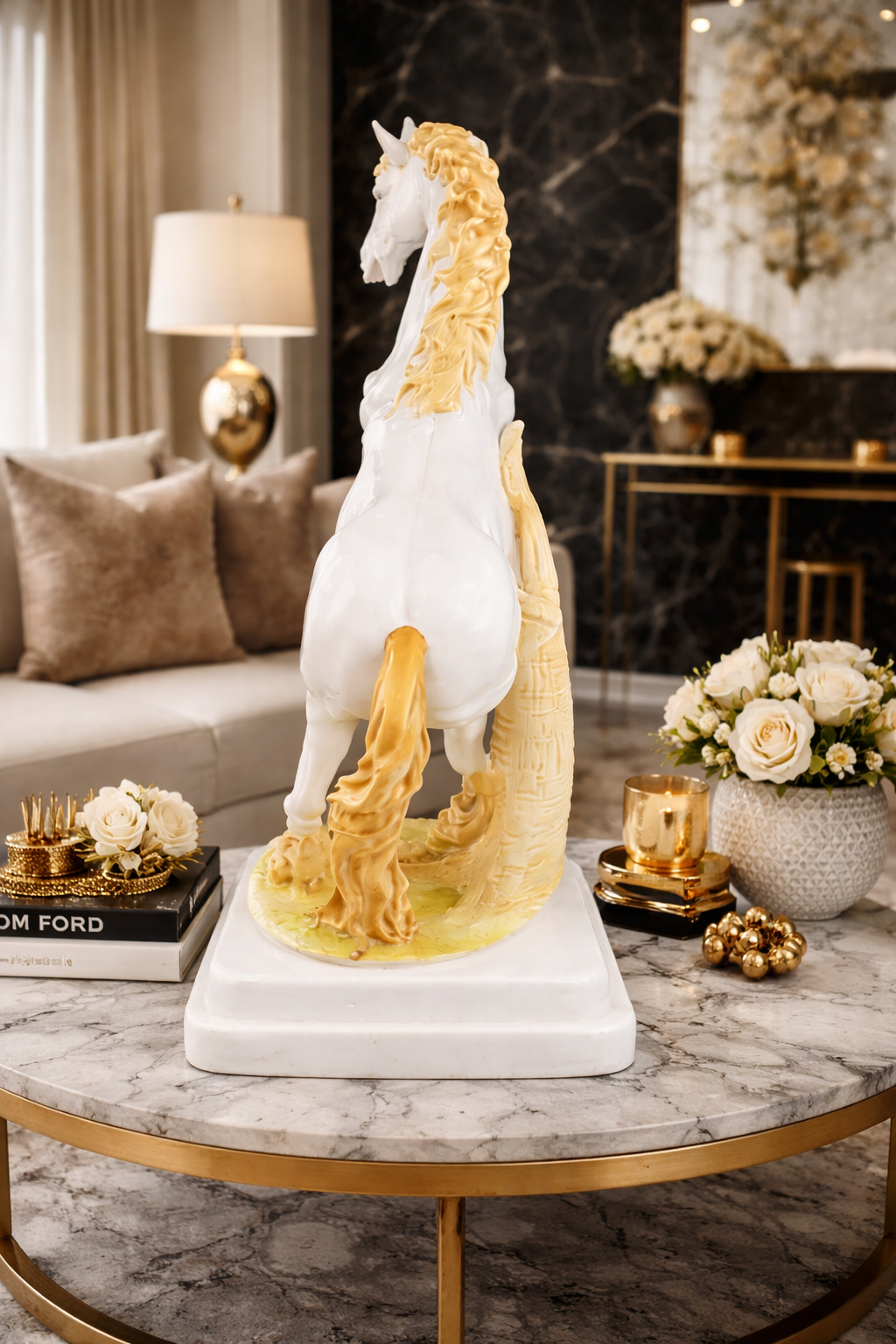 Modern office decor marble horse statue luxury interior styling