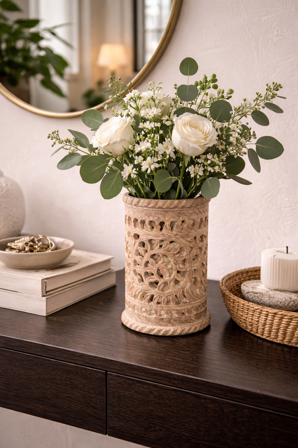 Soapstone Flower Holder NZ | Hand Carved Stone Organizer