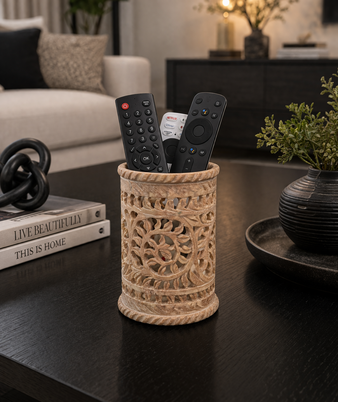 Soapstone Flower Holder NZ | Hand Carved Stone Organizer