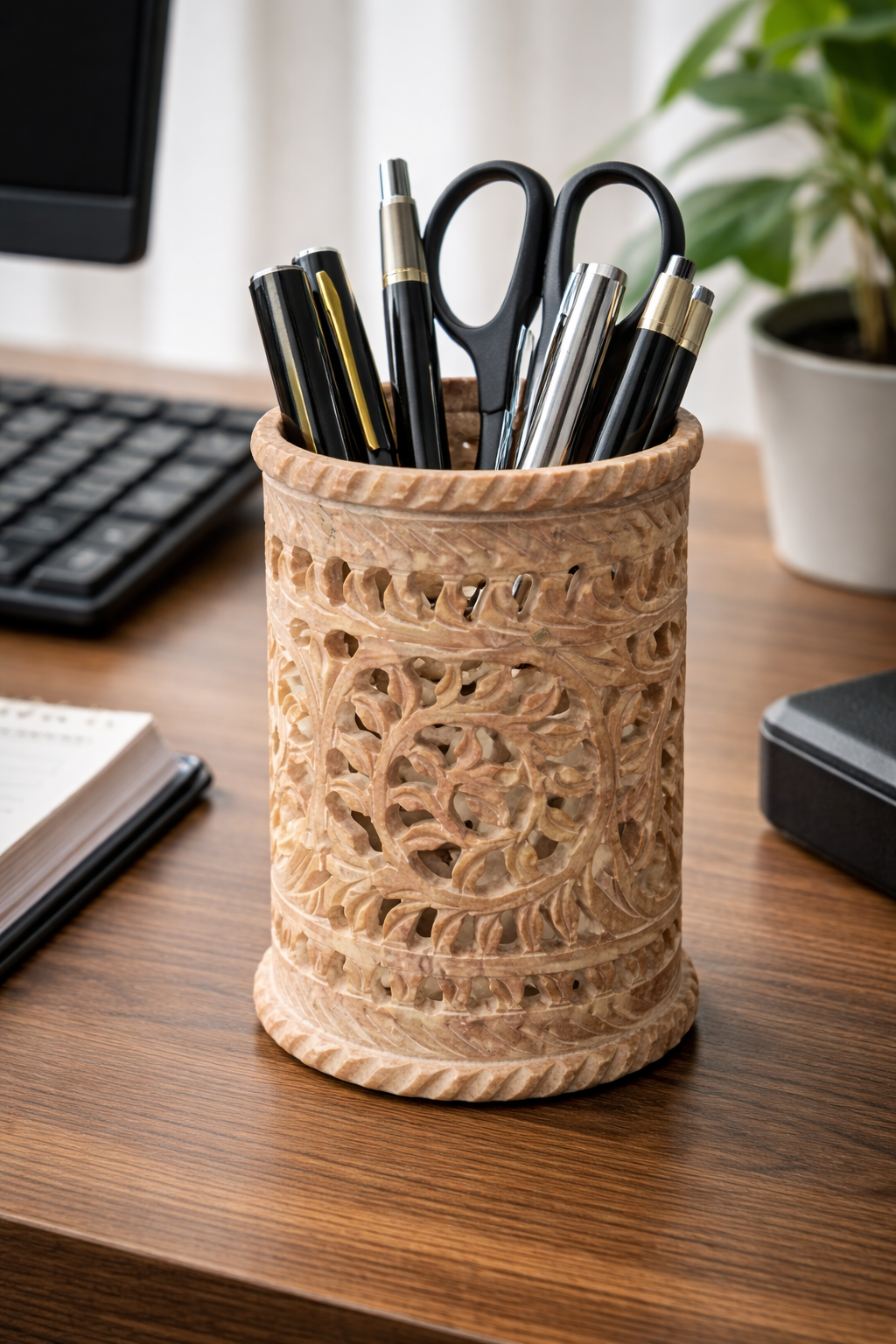 Soapstone Flower Holder NZ | Hand Carved Stone Organizer