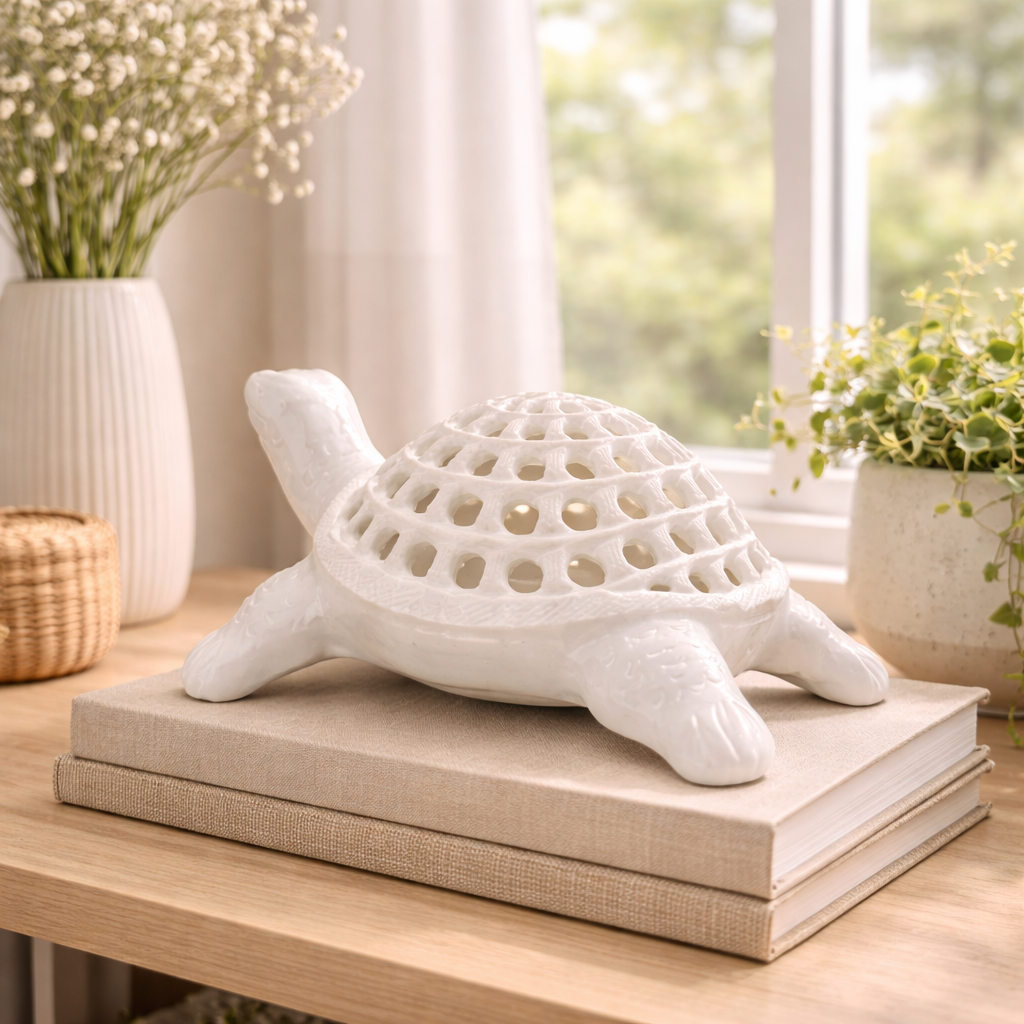 1.01 kg Decorative white marble turtle sculpture displayed on wooden tabletop