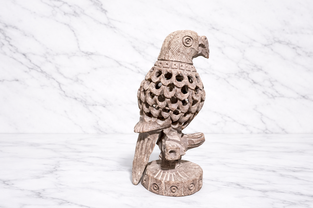 Hand-Carved Soapstone Parrot Sculpture