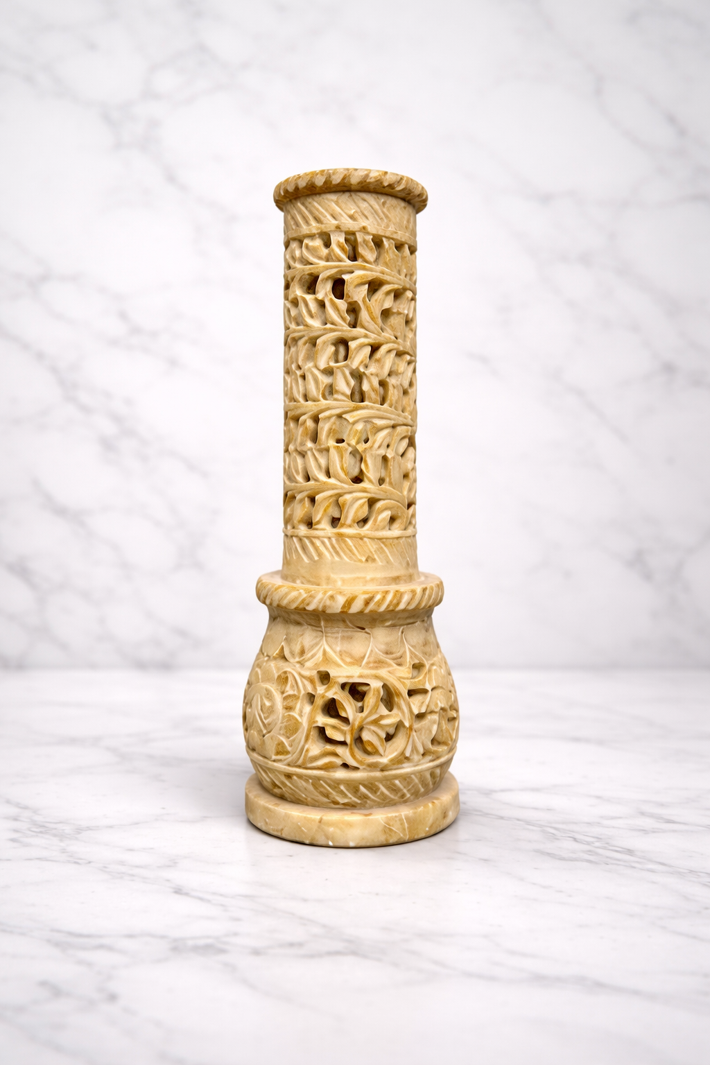 Natural soapstone incense holder tower