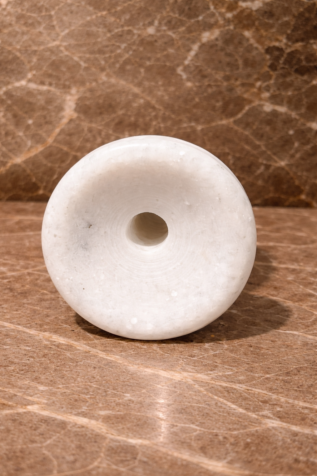 back view for Solid white marble vase