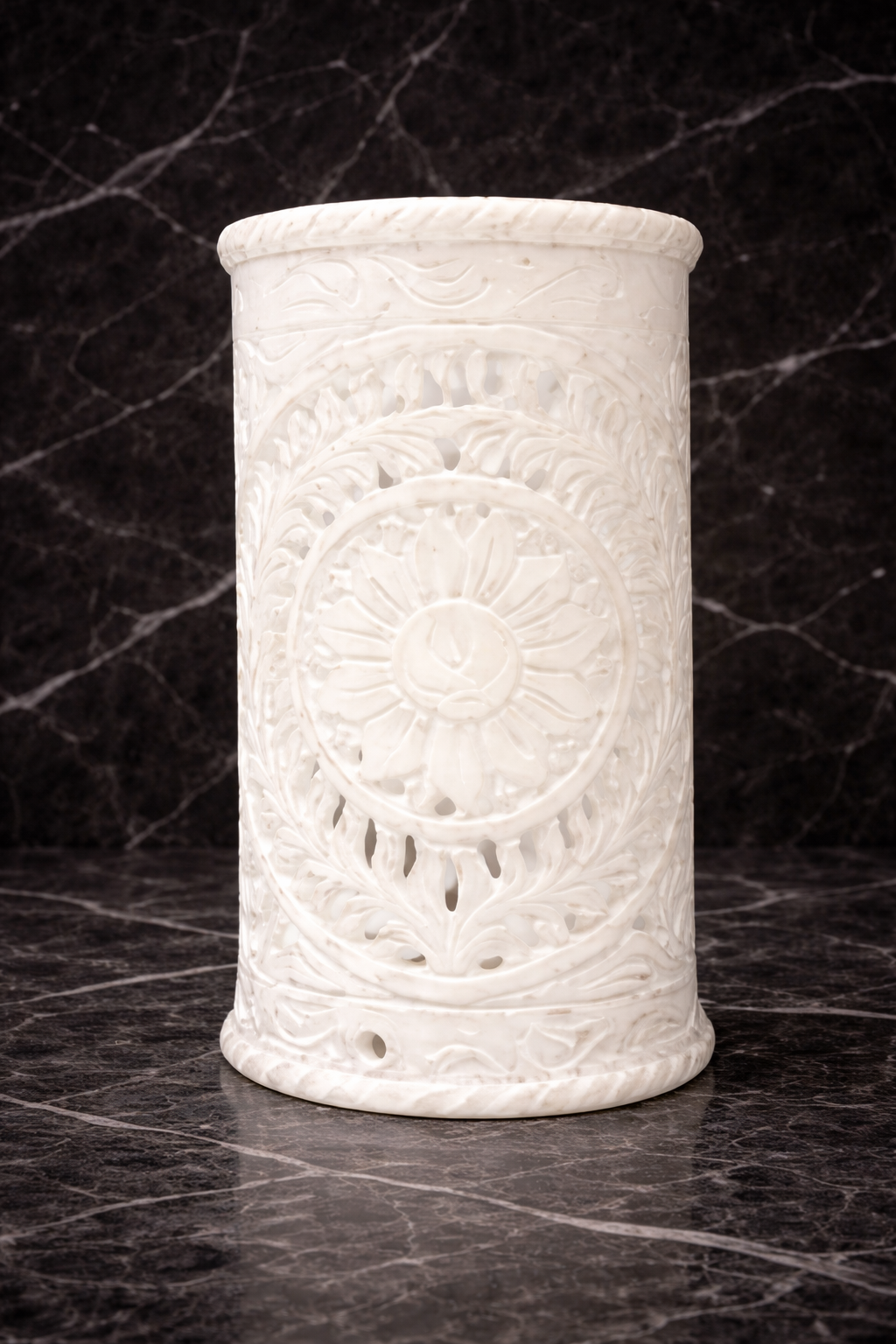 White marble carved vase