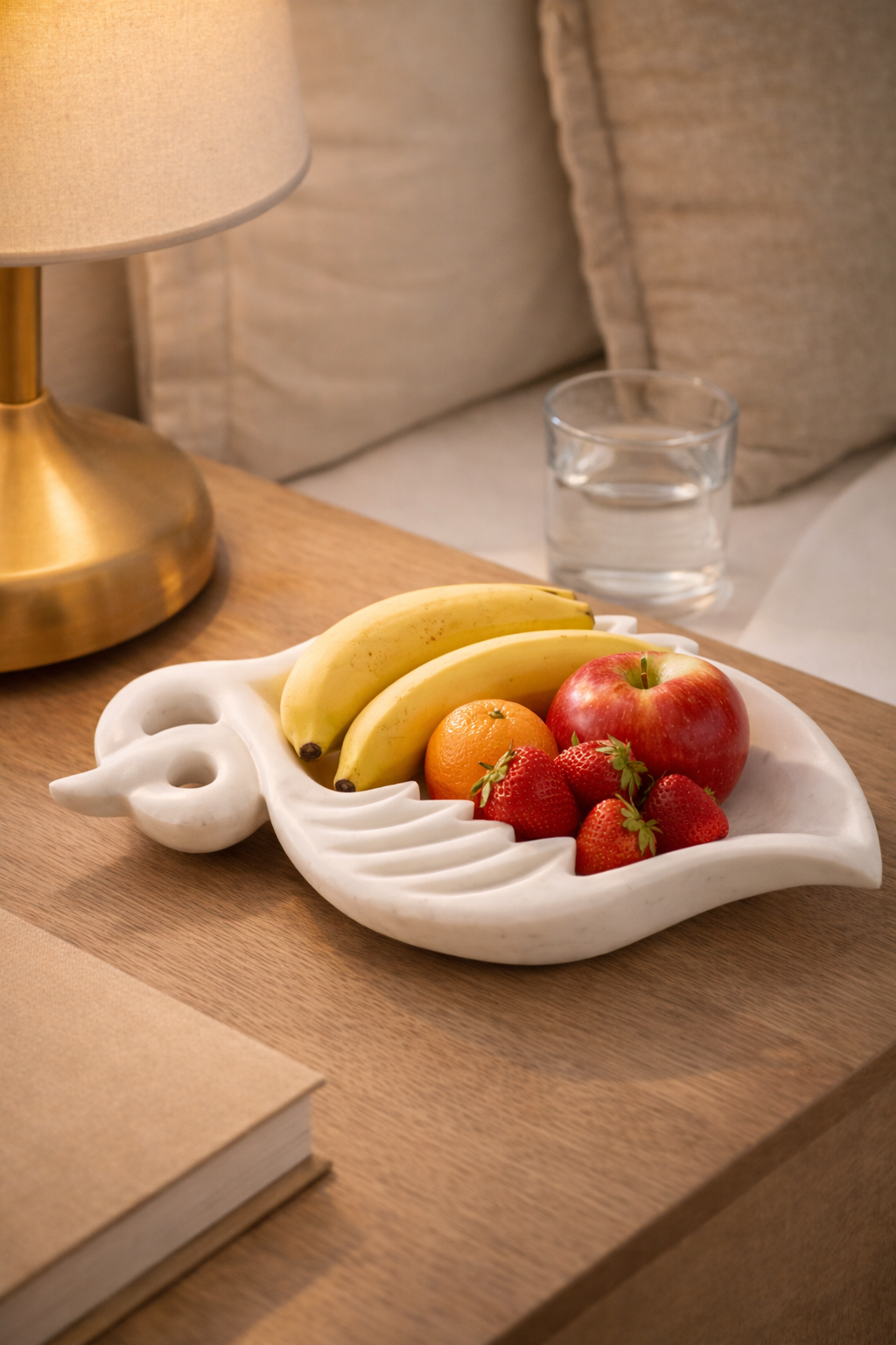 Solid marble leaf tray for dry fruits and snacks NZ home decor