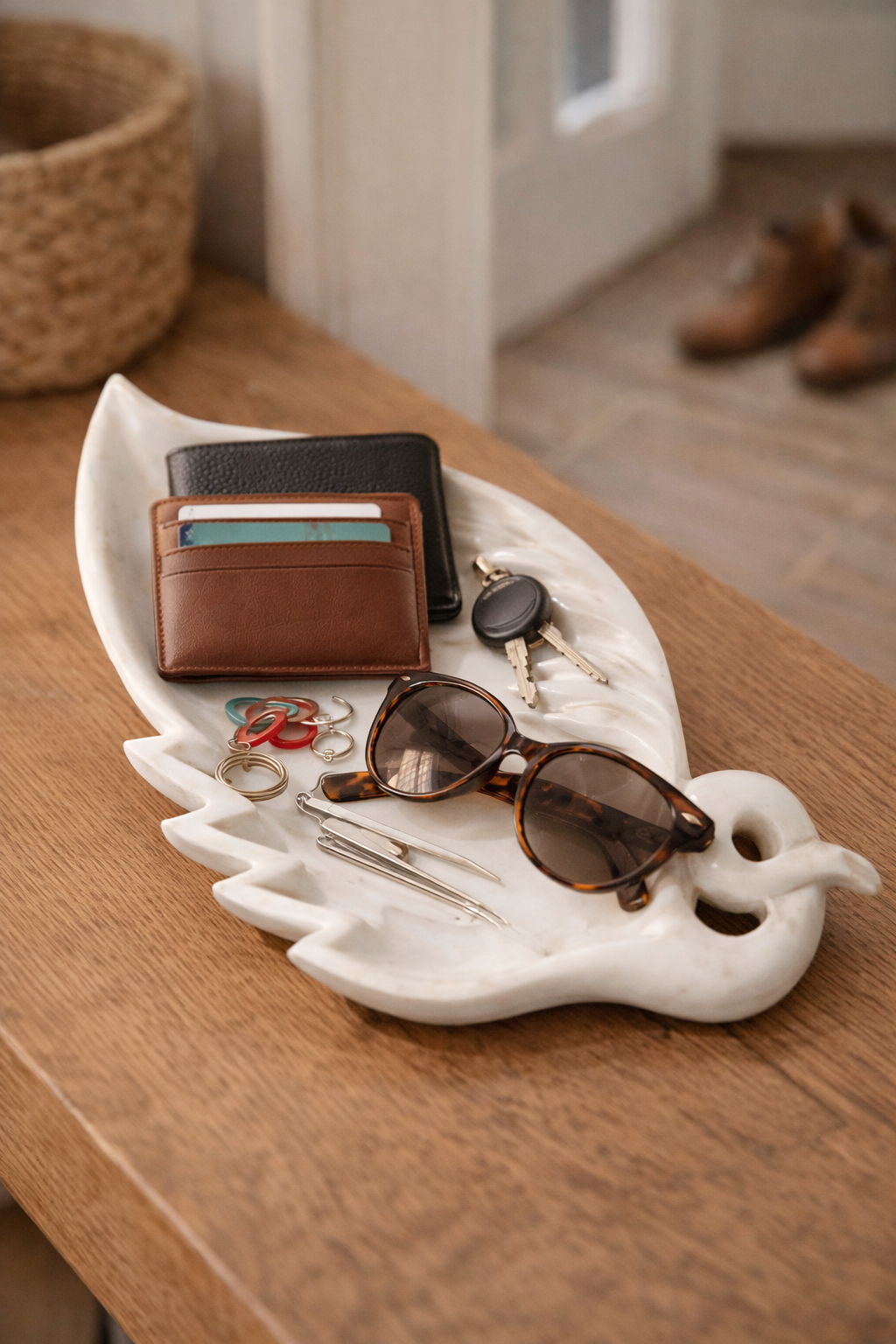 Solid marble decorative tray for sunglasses and everyday essentials NZ