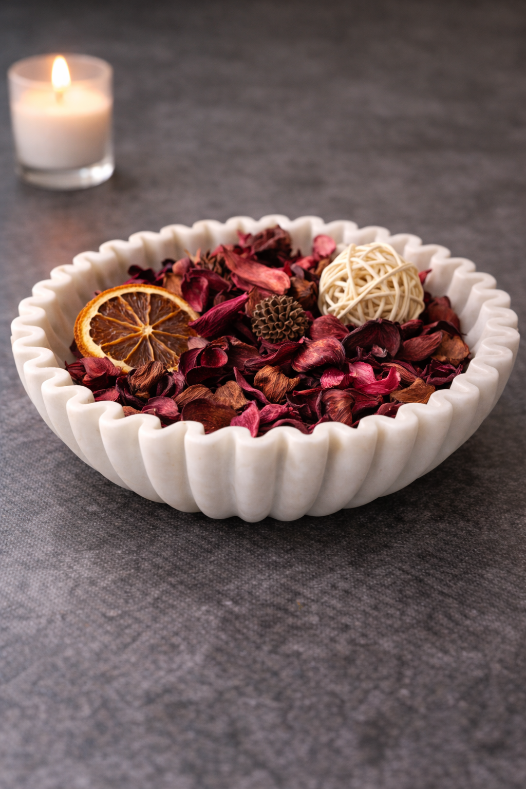 9” Marble Zigzag Decorative Bowl – Luxury Stone Décor