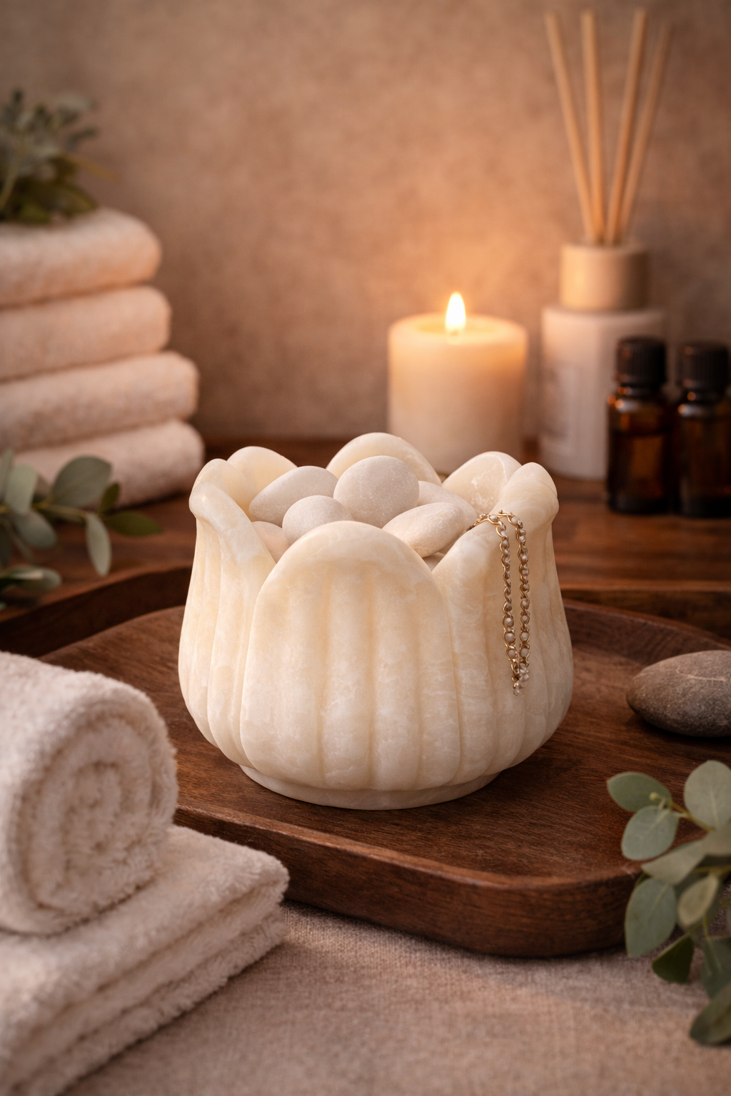 Marble Lotus Candle Holder