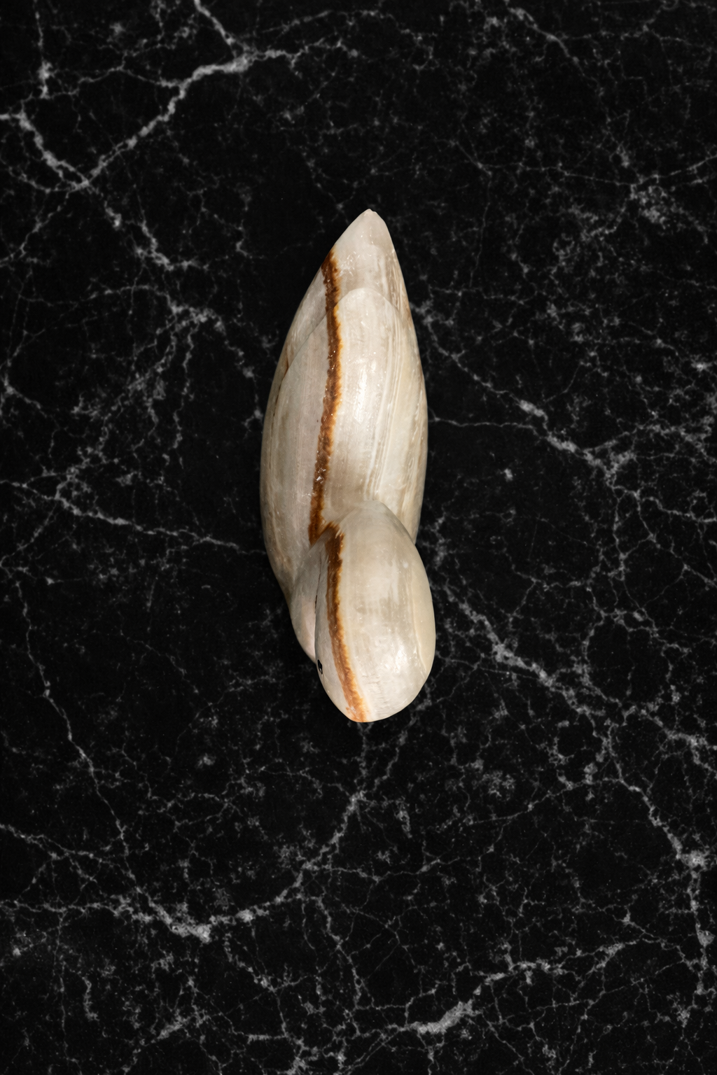 Natural onyx swan figurine with smooth polished finish