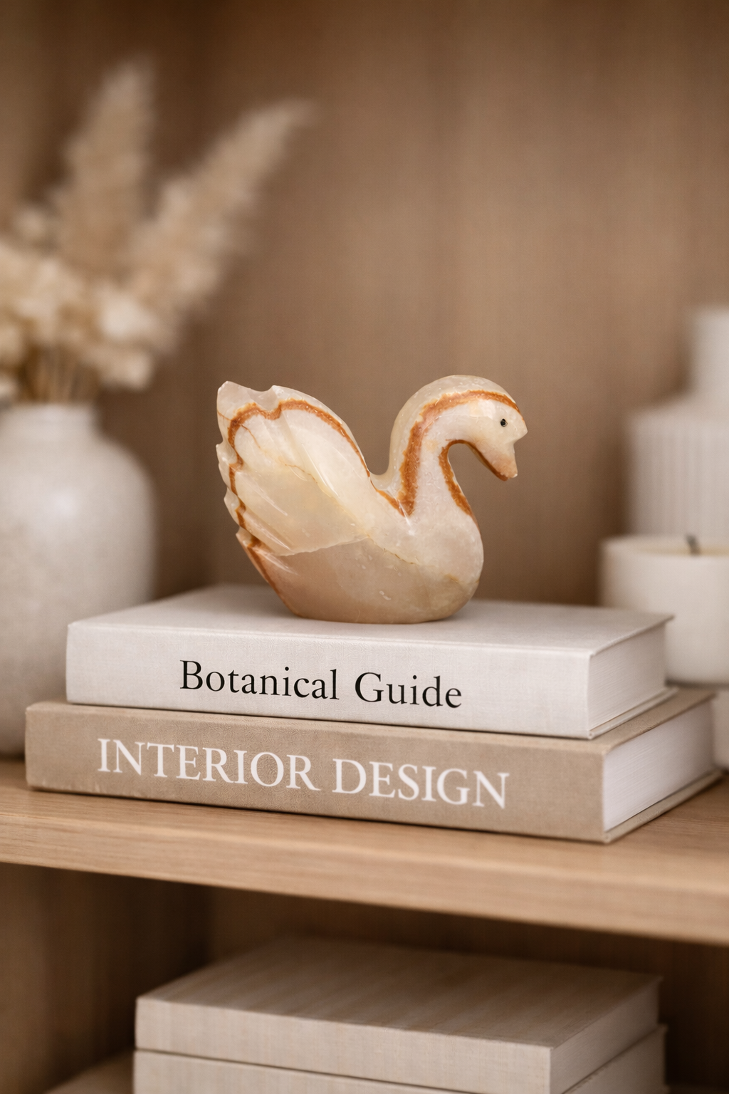 Hand-Carved Onyx Duck Figurine
