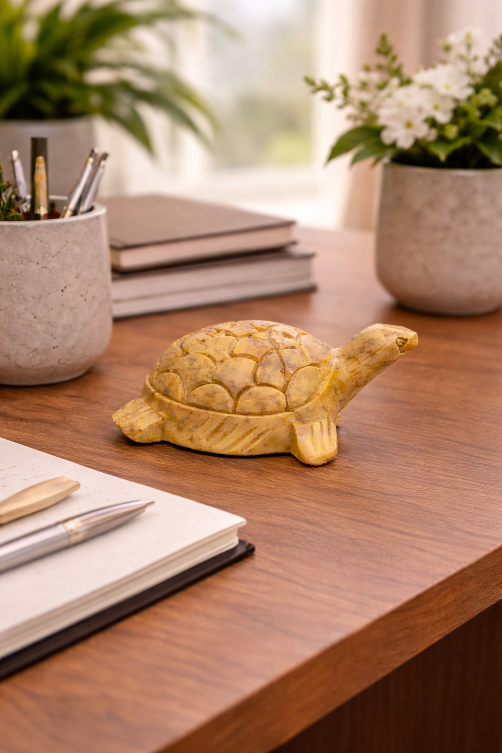 Polished Soapstone Turtle Sculpture – Stone Decor