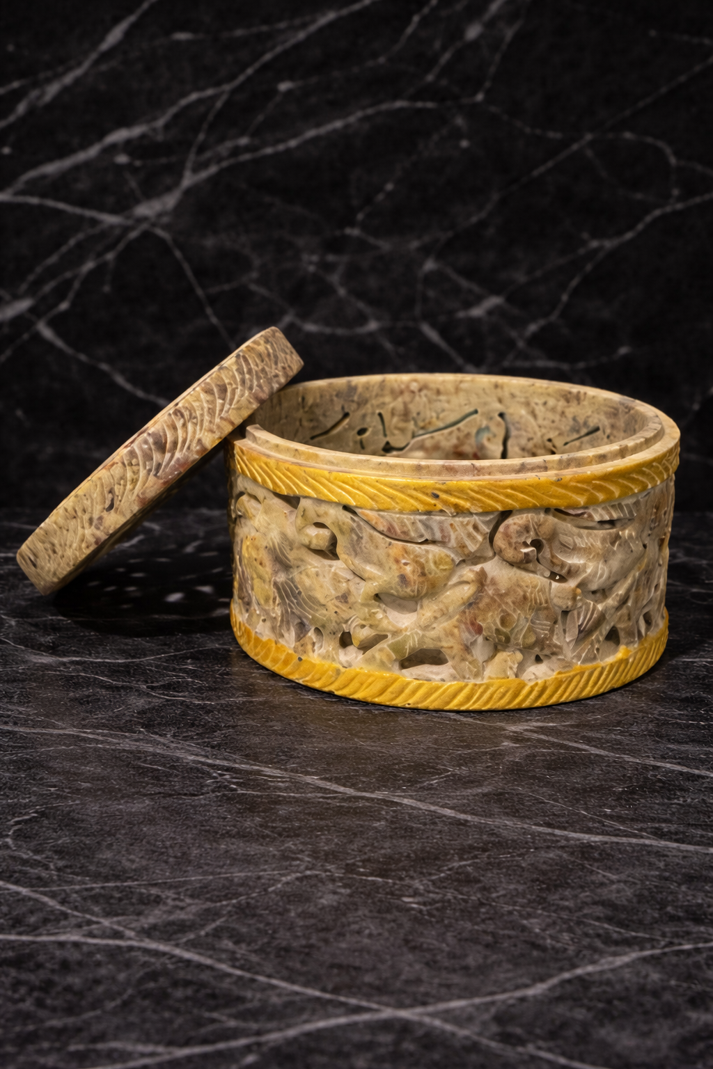 Soapstone Elephant Carved Box