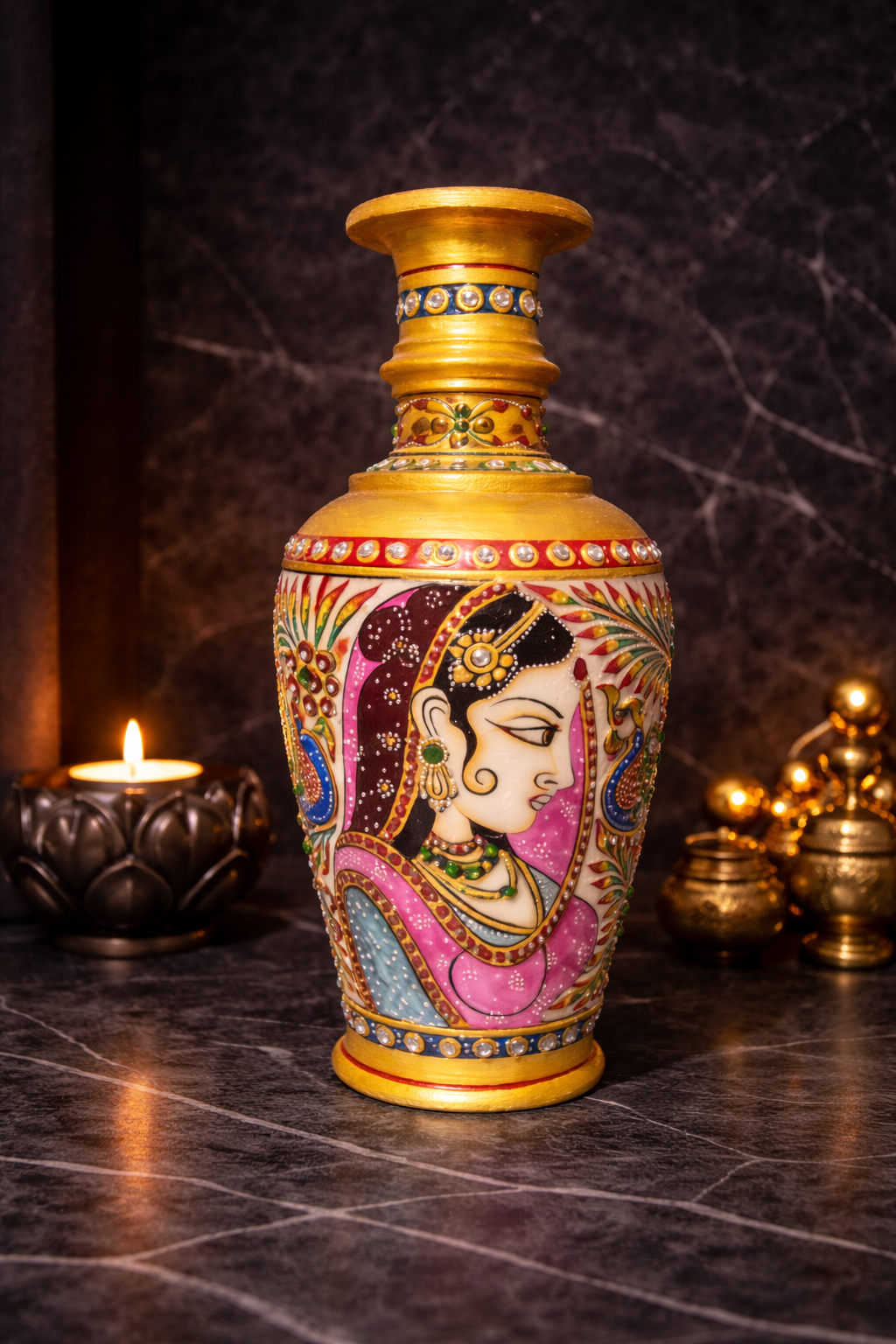 Decorative vase on Black marble 