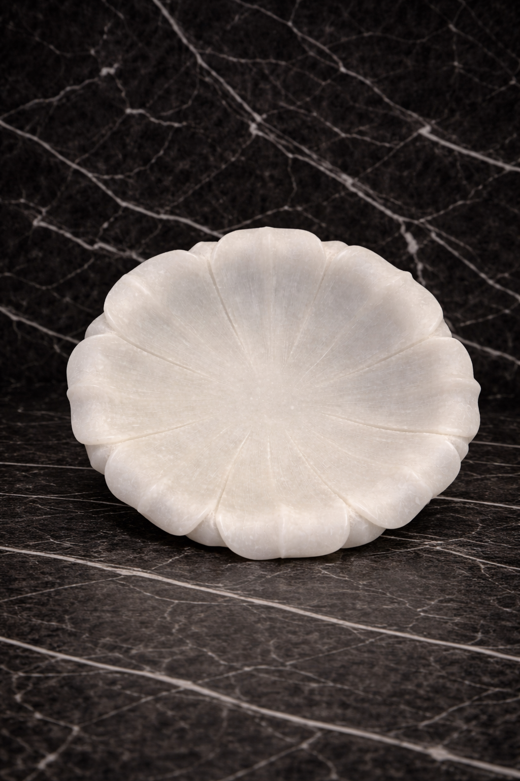 Premium marble lotus decorative bowl showcasing detailed stone craftsmanship