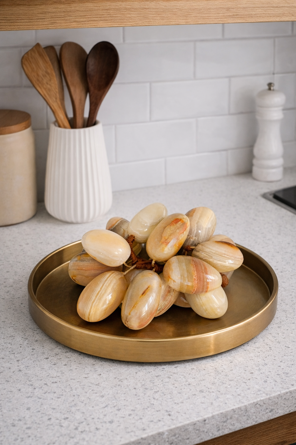 Natural onyx grapes decorative cluster made from polished stone