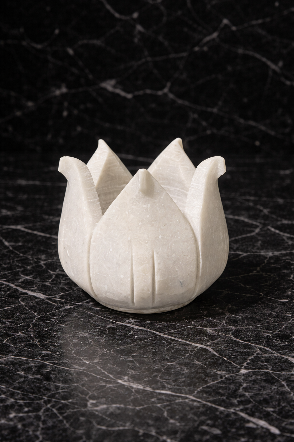 Luxury marble lotus candle holder