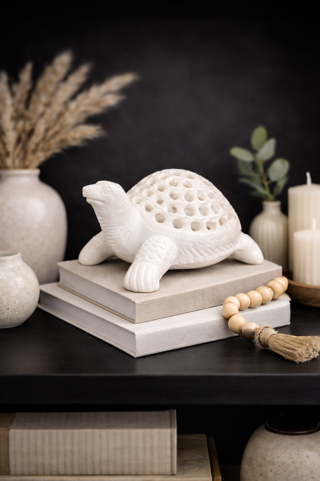 Elegant natural marble turtle sculpture used as bookshelf decorative accent nz