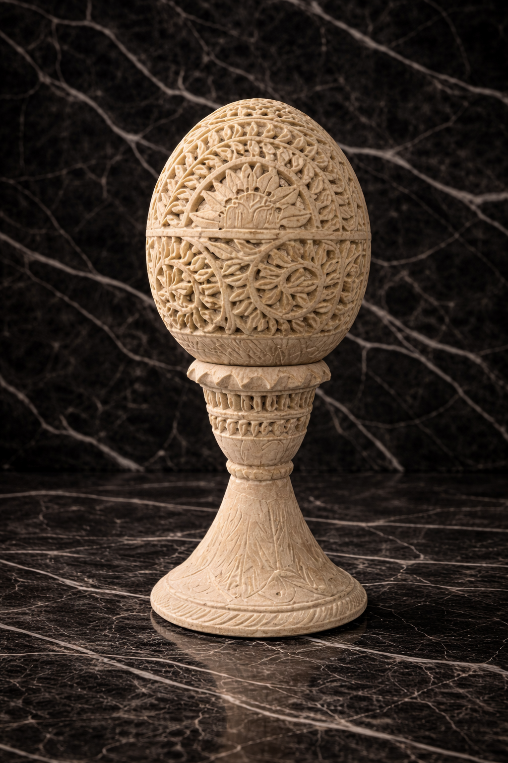 Hand-carved soapstone oval tealight holder