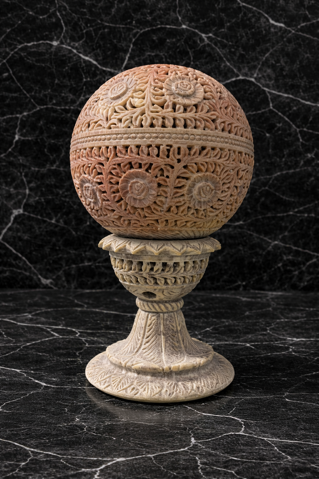 Luxury hand-carved soapstone candle holder