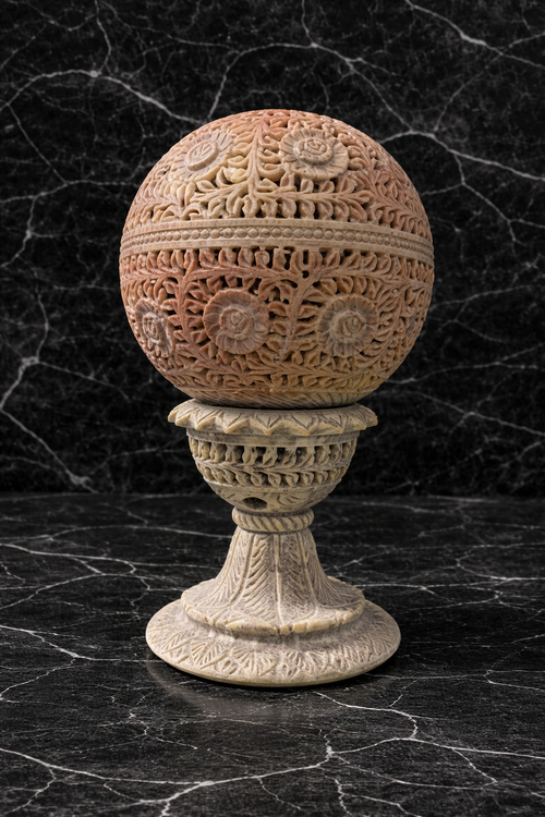 Luxury hand-carved soapstone candle holder