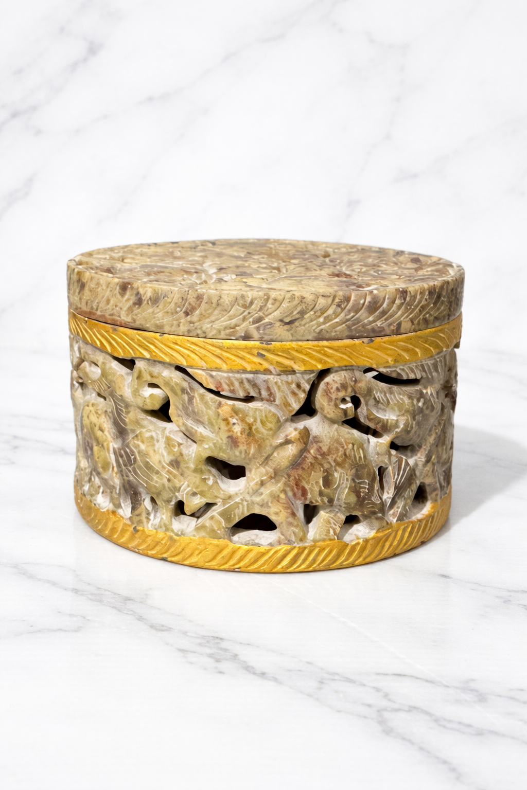 Soapstone Elephant Carved Box