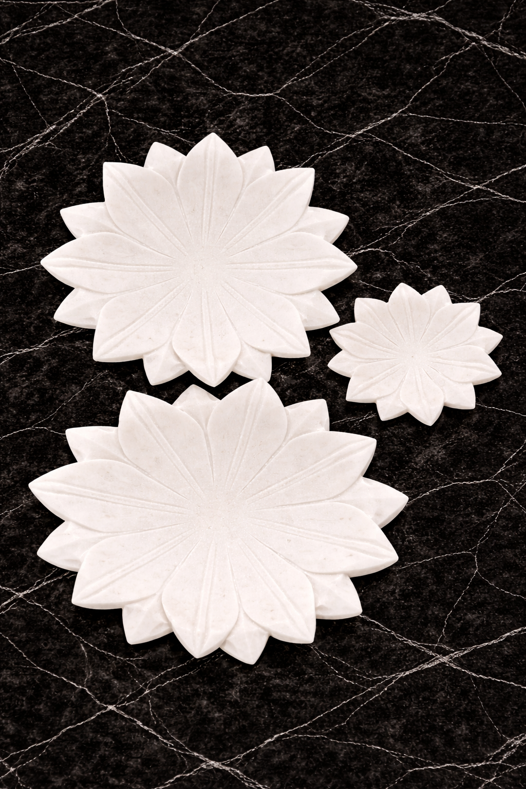 marble lotus decorative plate set NZ white stone trays 6 9 12 inch sizes