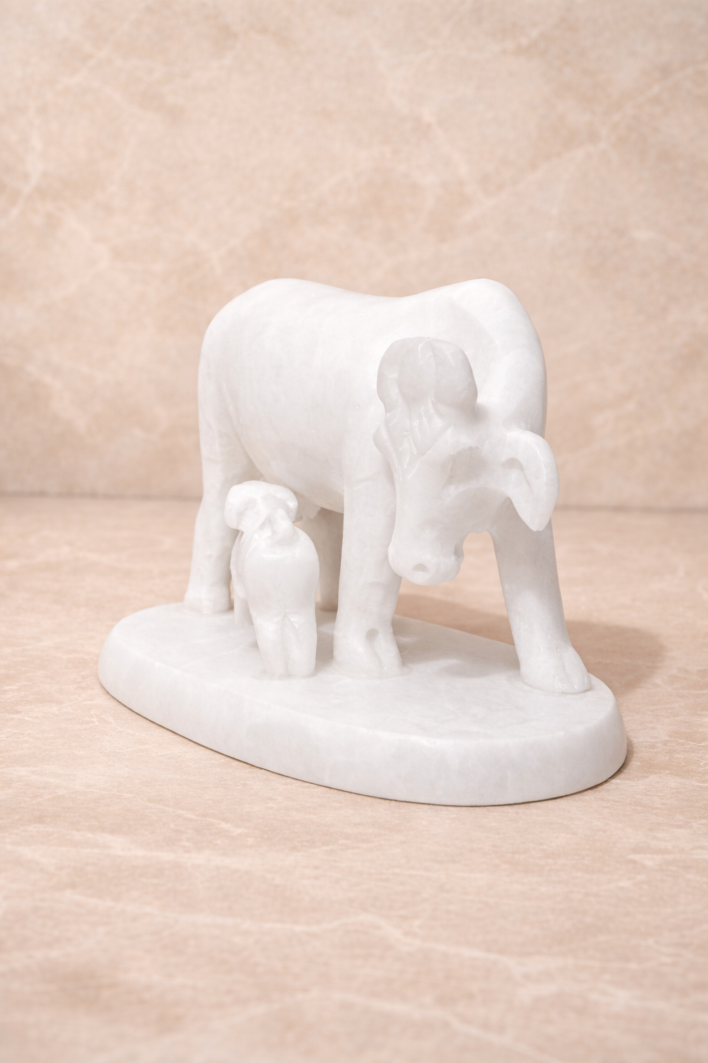 white marble cow calf statue elegant modern home decor nz