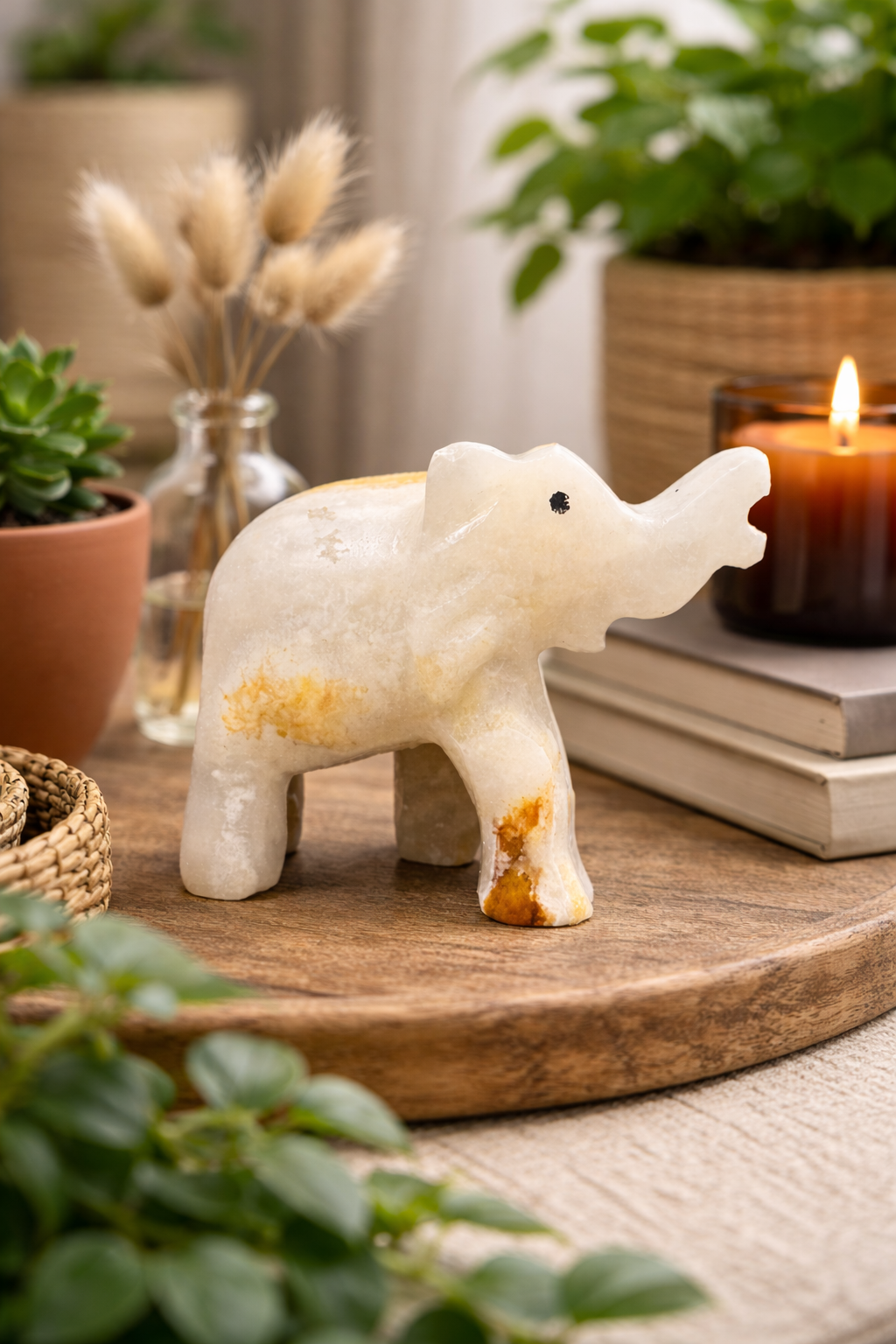Onyx Elephant Decorative Figurine