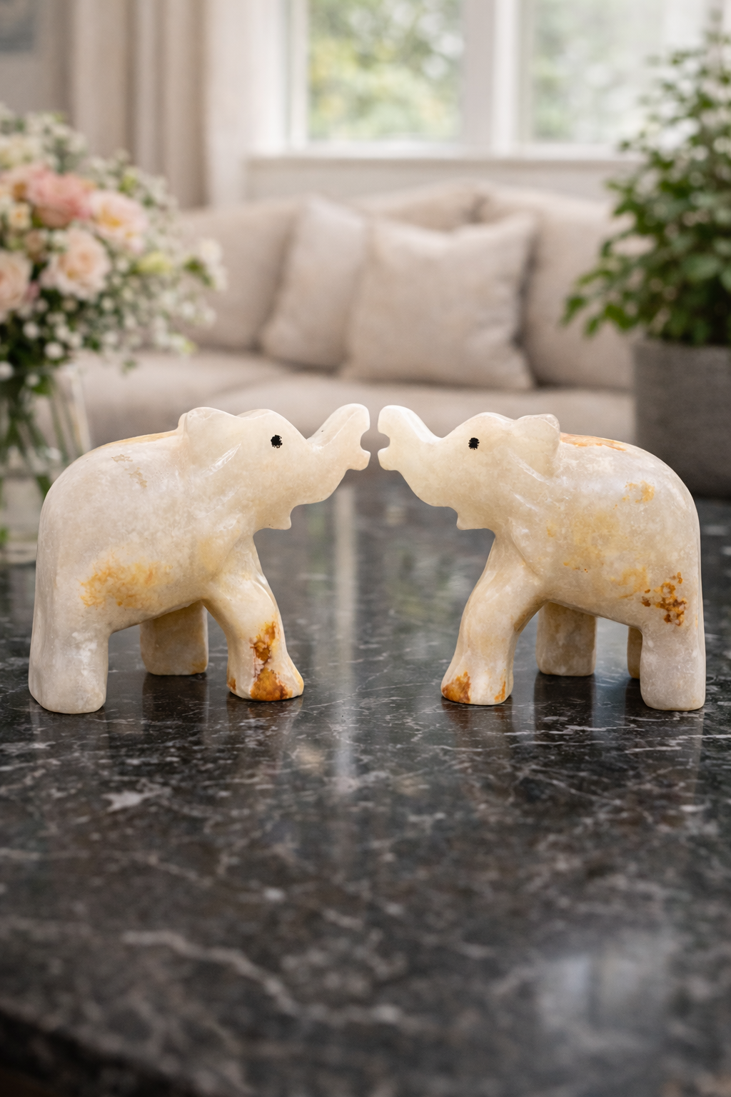 Onyx Elephant Decorative Figurine