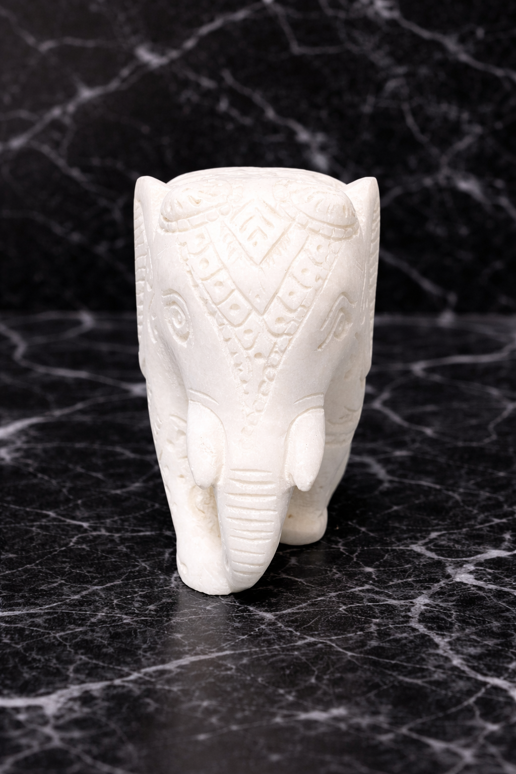 Handcrafted white marble elephant statue animal figurine