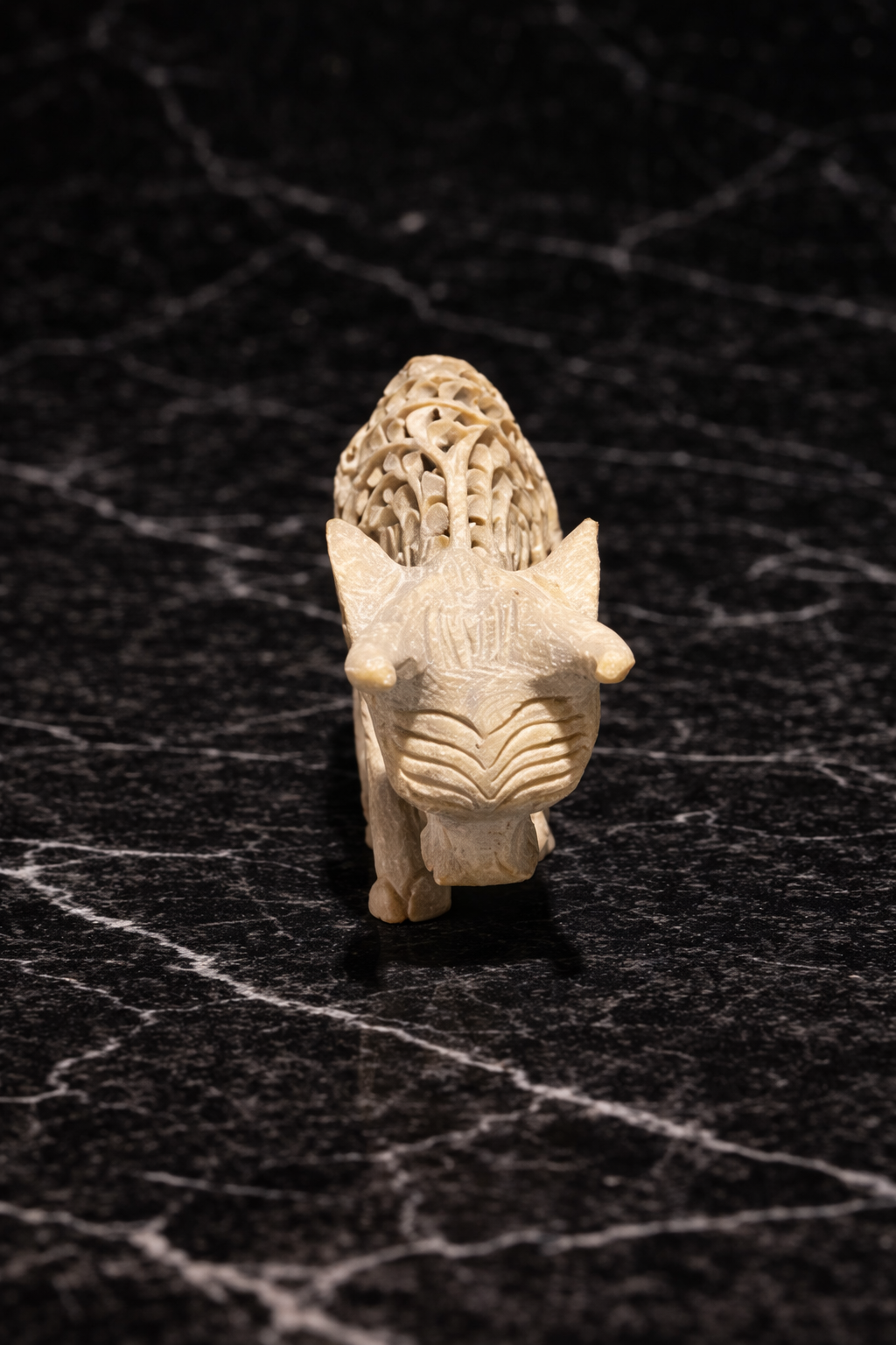 0.239 kg Decorative soapstone bull sculpture with detailed hand carving – luxury stone animal figurine for home decor