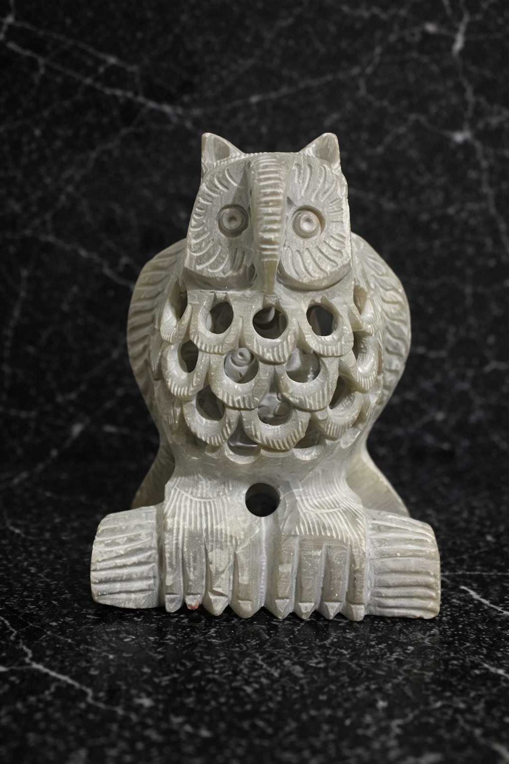 soapstone owl figurine with baby carving decorative stone owl sculpture for home decor