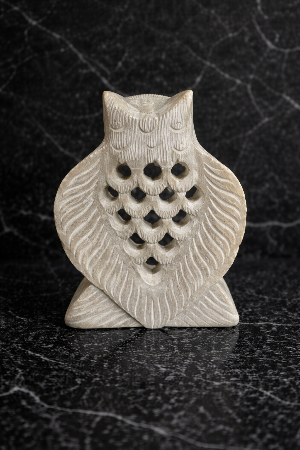 Rare view of soapstone owl decor figurine hand carved natural stone owl statue NZ home deco