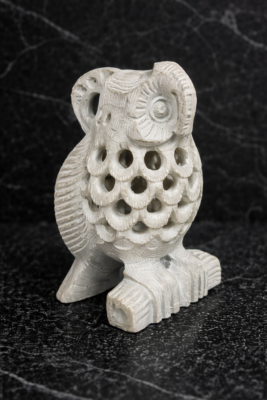 artisan soapstone owl with baby carving natural stone owl decor for shelf or desk