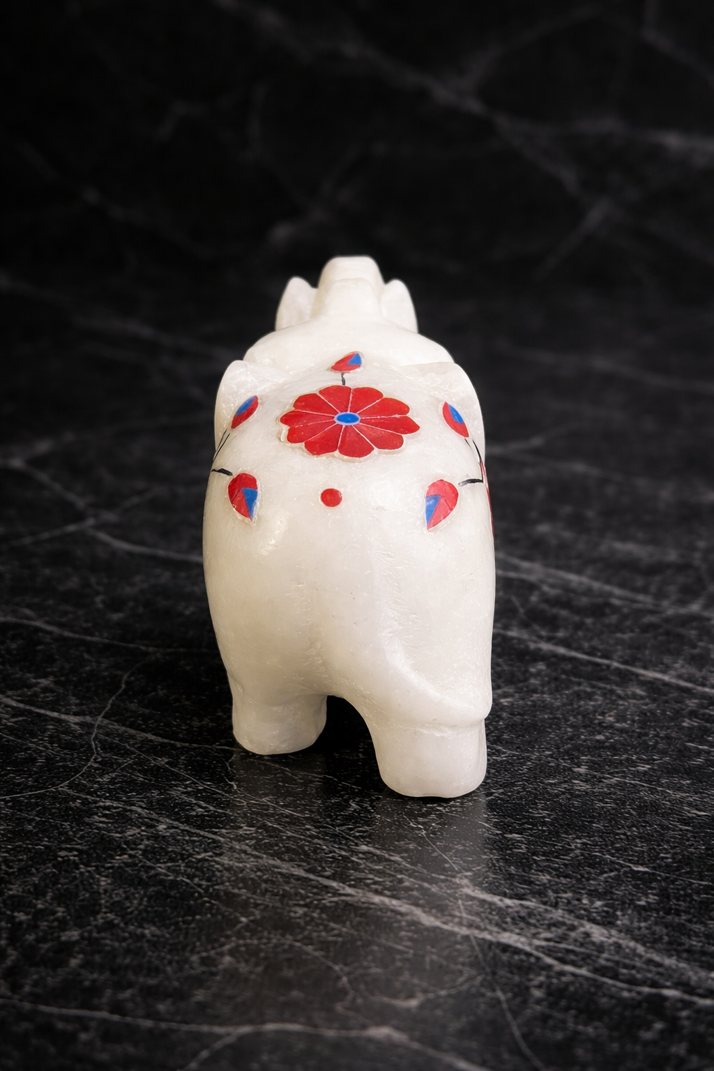 Rare view of hand carved marble elephant figurine close up luxury stone decor NZ