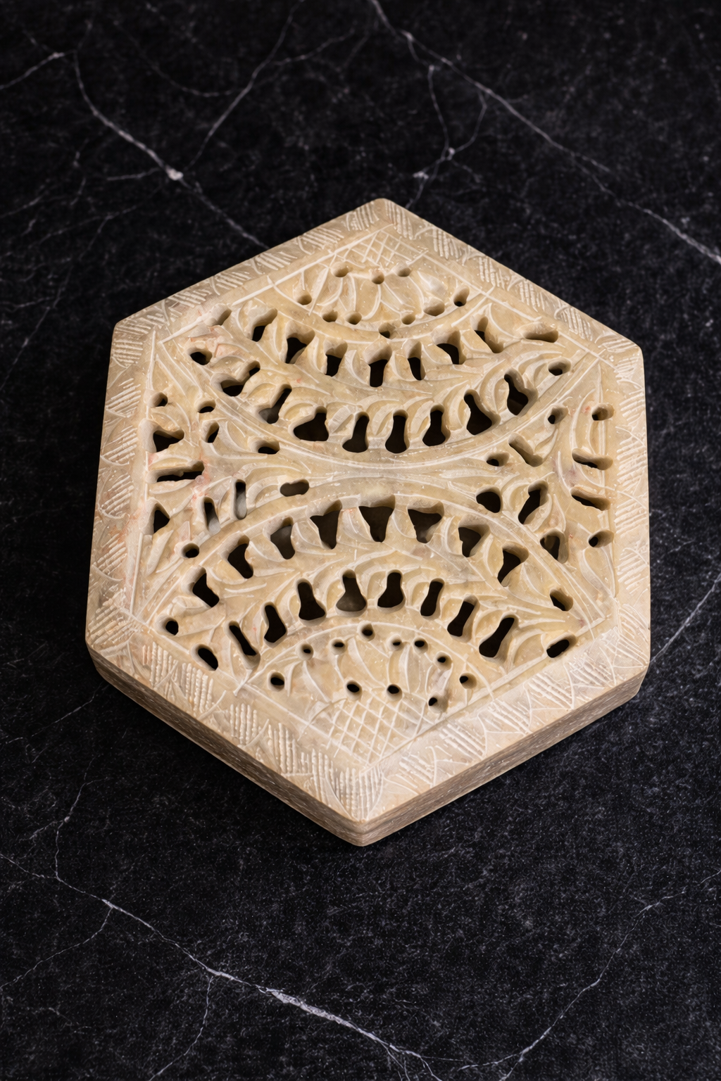 soapstone decorative box with intricate carvings nz
