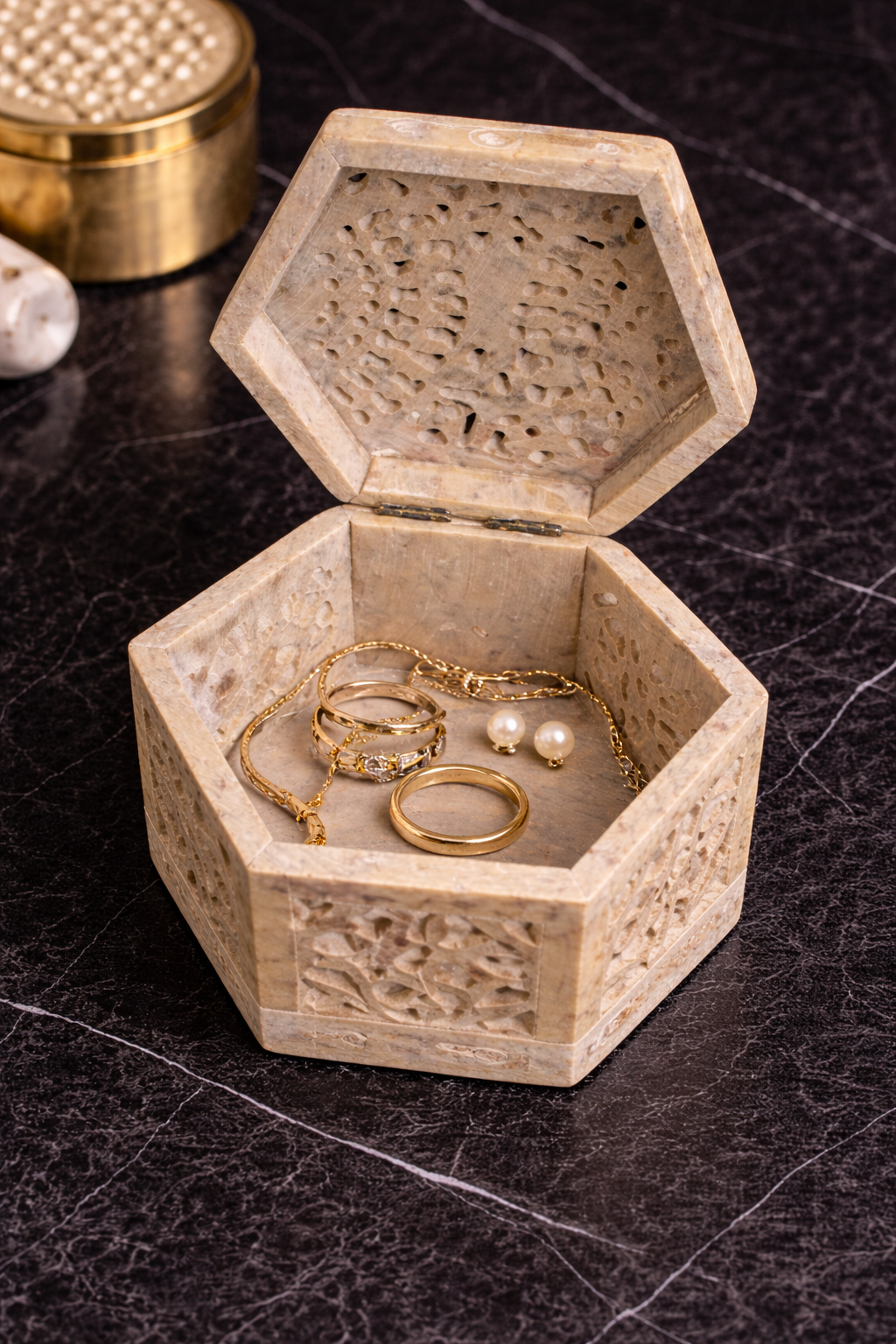 decorative jewellery box natural soapstone nz gift idea