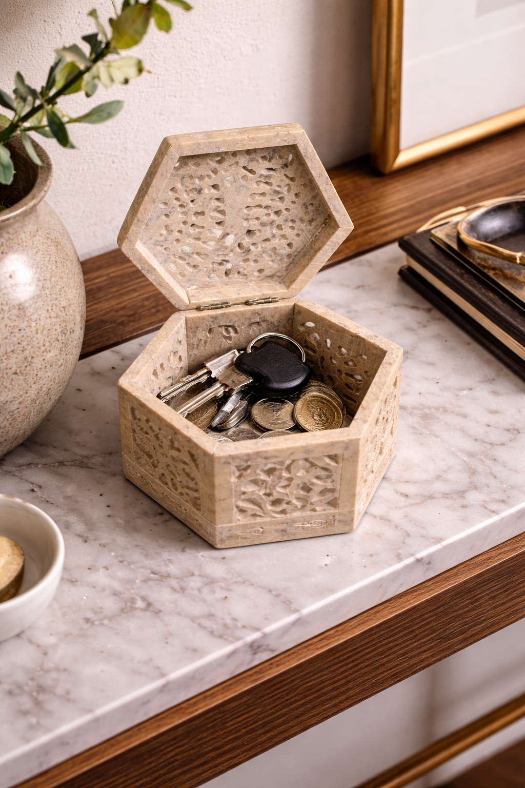 home entry console styling stone box organizer nz