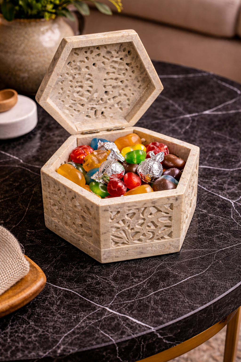 decorative sweets holder soapstone carved box nz