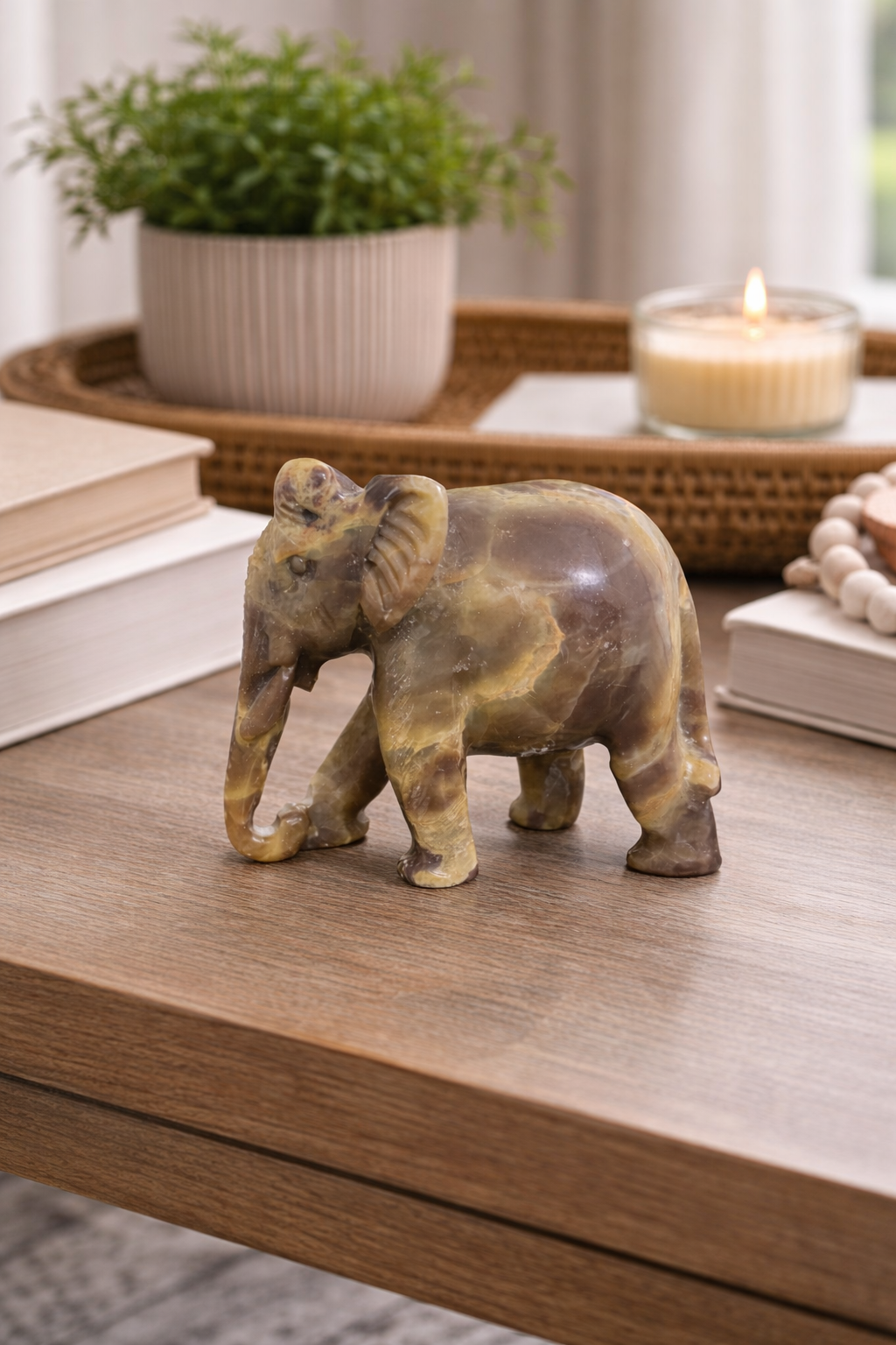coffee table styling elephant figurine natural stone decor nz