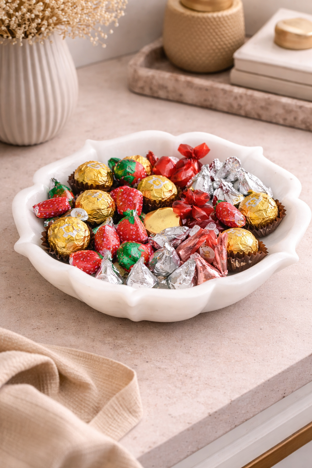 white marble bowl for chocolates sweets nz decorative serving bowl luxury kitchen decor candy dish