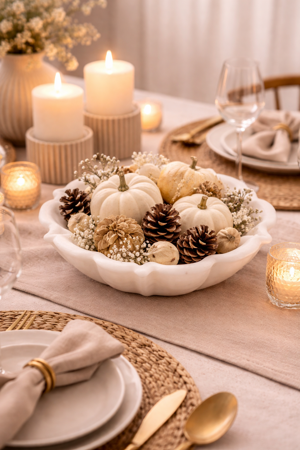 white marble bowl table centerpiece nz dining decor luxury dinner styling modern elegant table setup