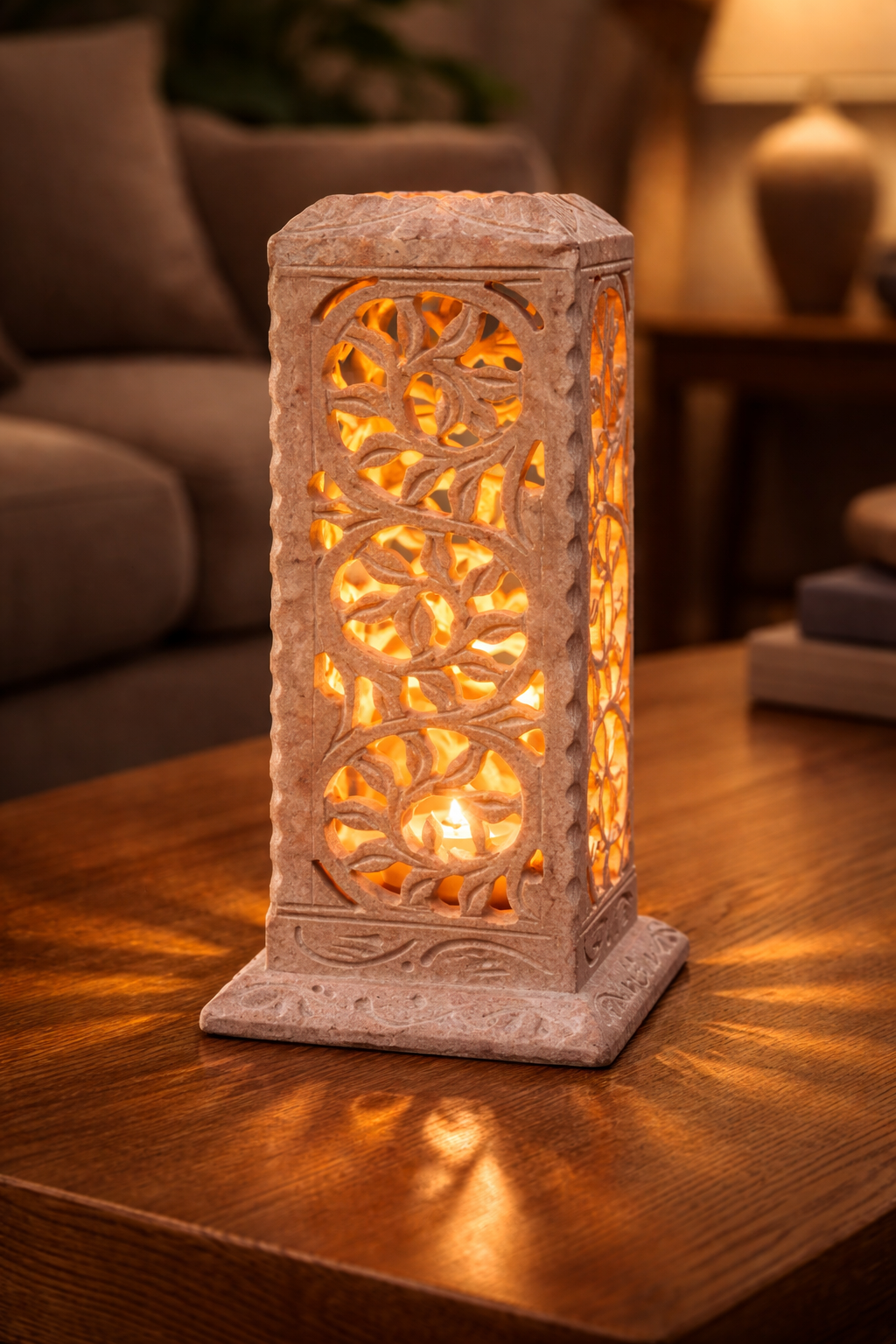 Soapstone Tealight Holder – Hand Carved Candle Lantern NZ