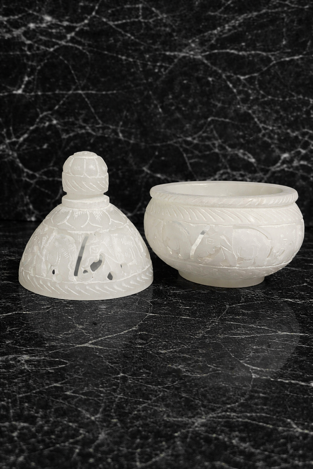 White Marble Elephant Candle Holder NZ
