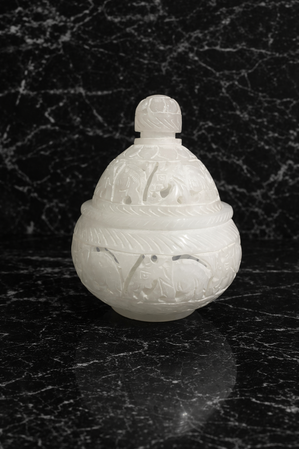 White Marble Elephant Candle Holder NZ