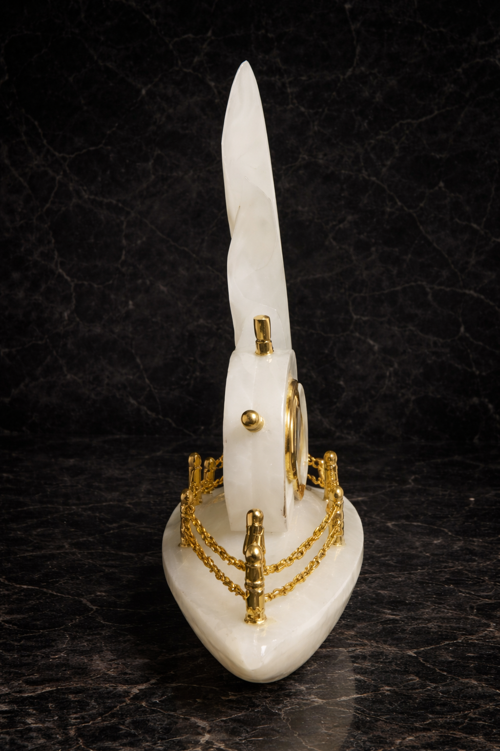 side view onyx sailboat clock decor nz luxury home styling modern console decor premium stone piece