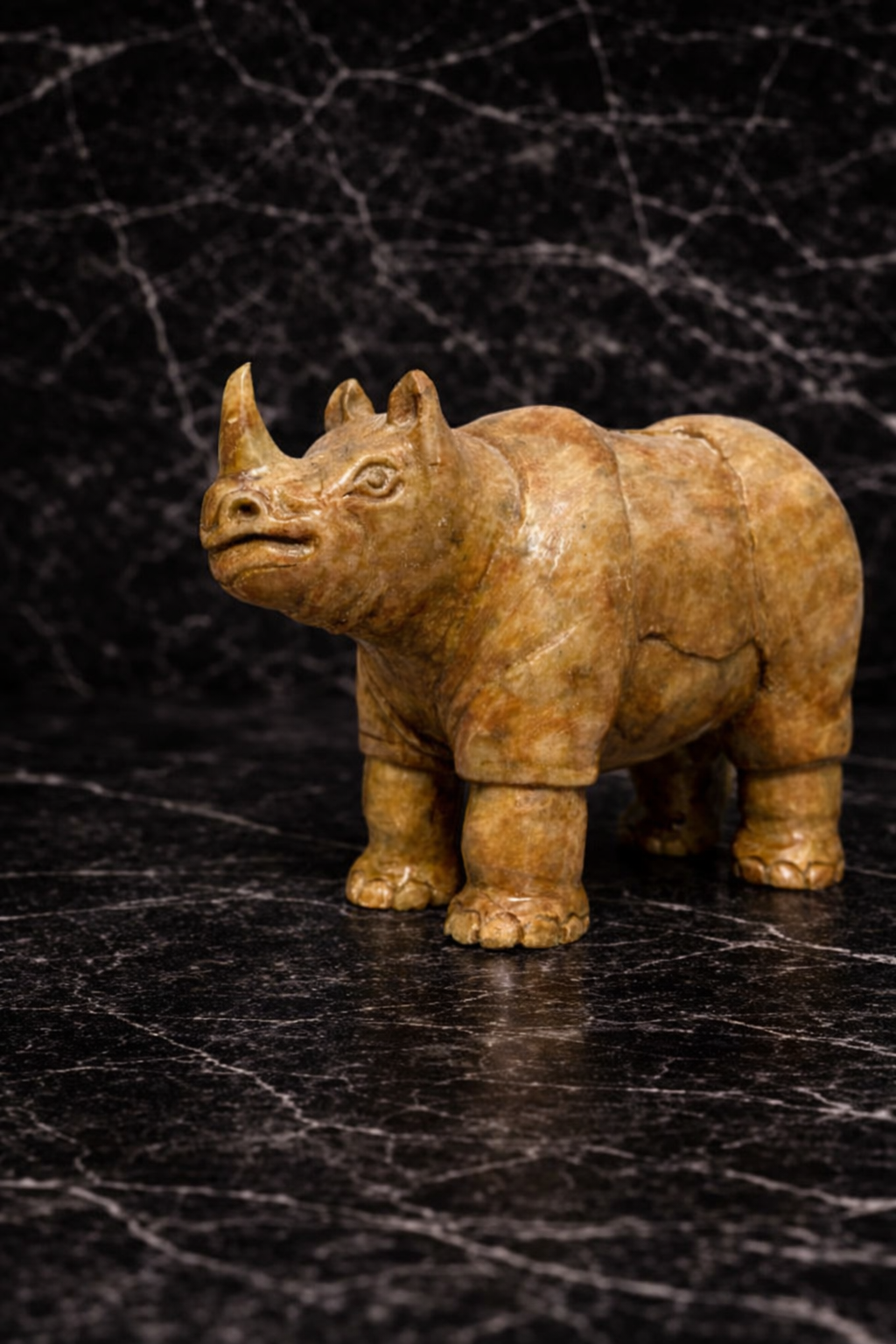 polished soapstone rhino figurine small stone animal sculpture home decor