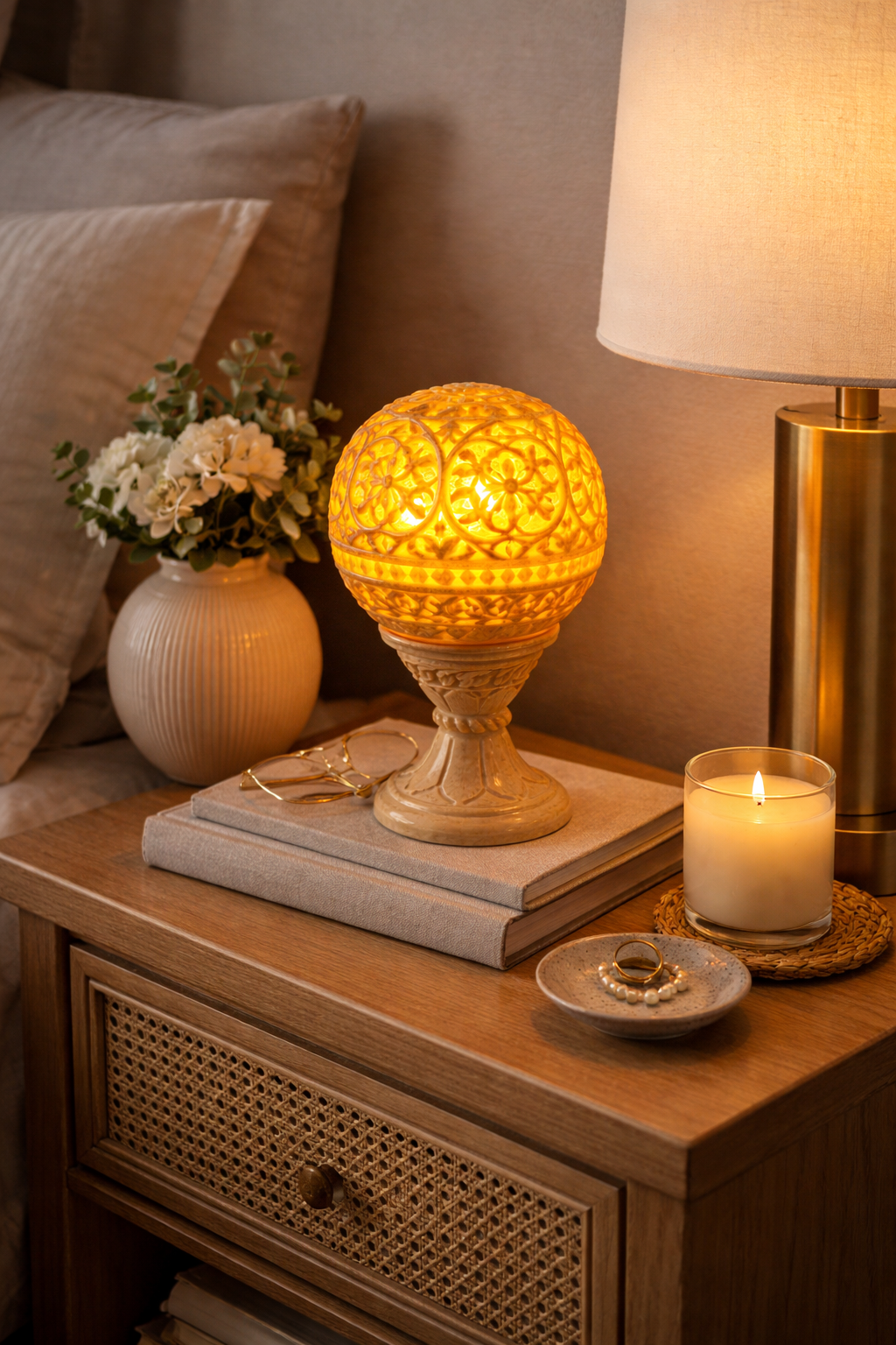 soapstone tealight holder bedside table lamp alternative soft ambient lighting bedroom decor NZ