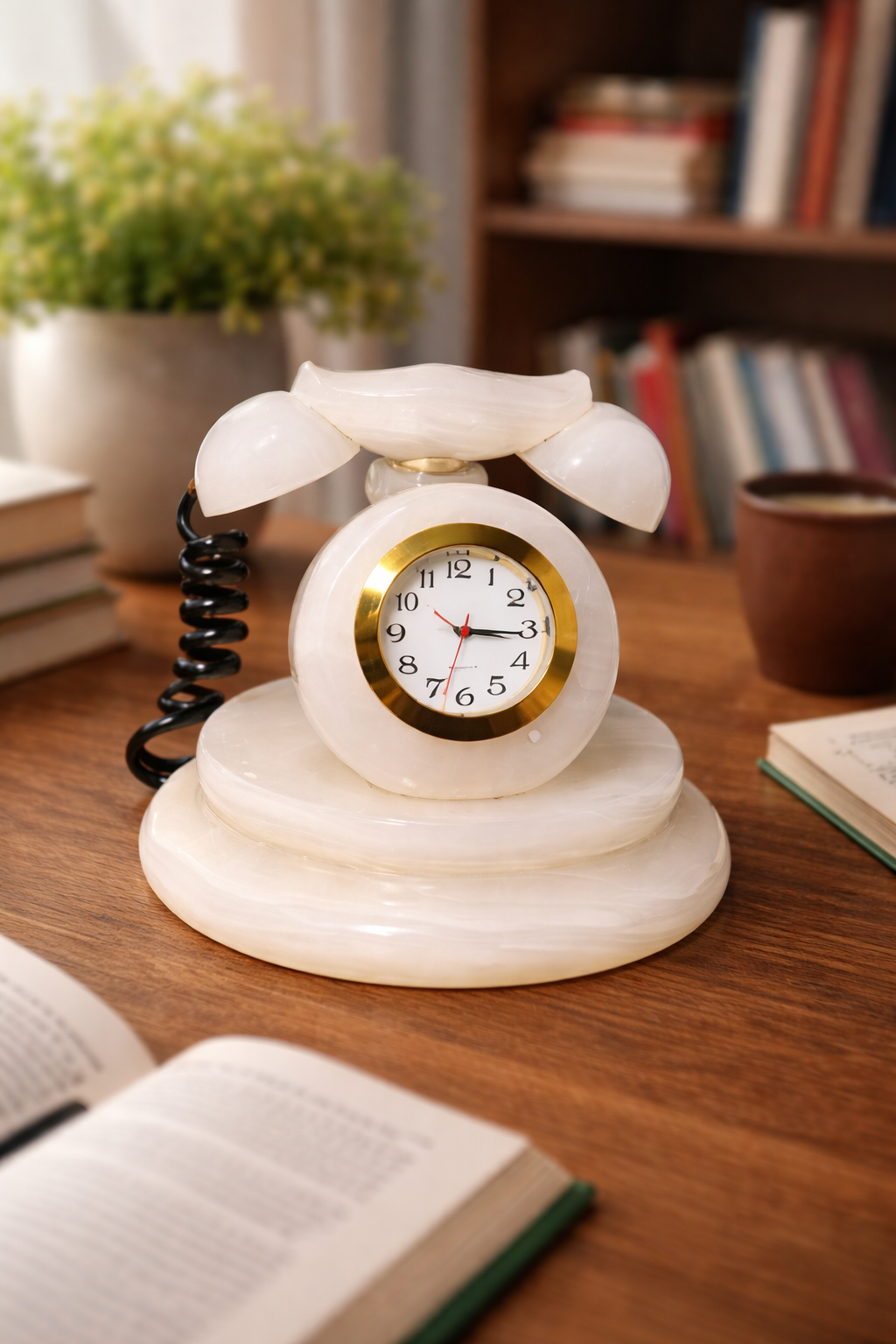 vintage phone style onyx clock luxury study desk accessory
